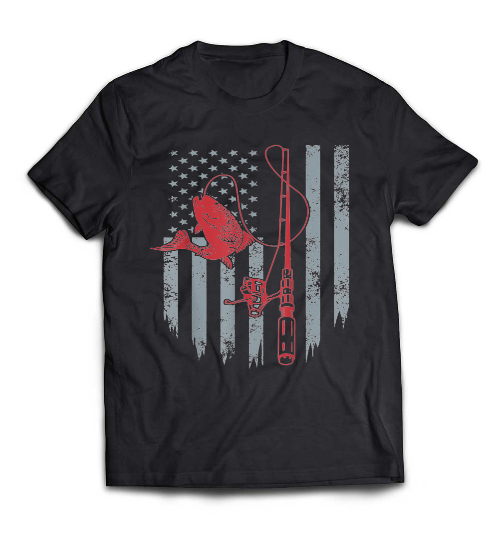 Patriotic Fishing Flag T-Shirt: Show Your Love for Fishing and Country